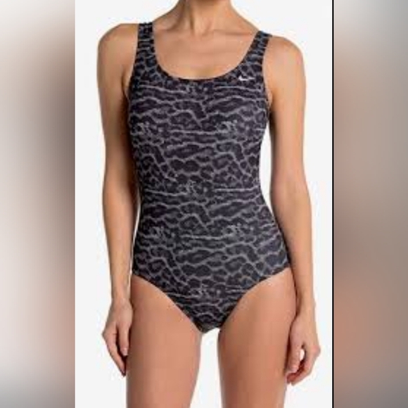 Nike Other - Nike Gray Cheetah Print Women's One Piece Swimsuit Sz Small